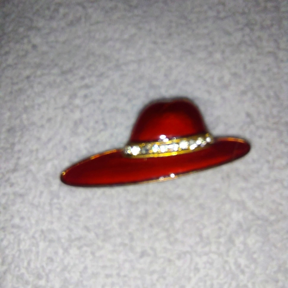Red Ladies Dress Hat Pin / Brooch